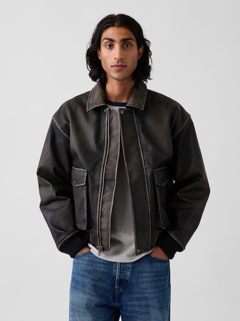 BLOUSON D'AVIATEUR EN CUIR VÉGANE RECYCLÉ