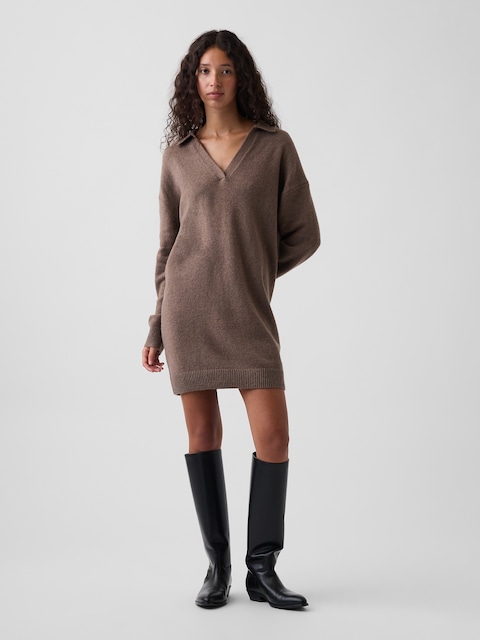 ROBE POLO COURTE SURDIMENSIONNÉE EN TRICOT EFFET CACHEMIRE