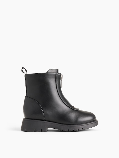 BOTTES EN CUIR VÉGANE À GLISSIÈRE SUR LE DEVANT POUR TOUT-PETIT