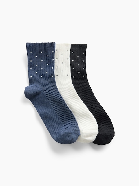 CHAUSSETTES ORNÉES DE PIERRES DU RHIN POUR ENFANT (PAQUET DE 3 PAIRES)