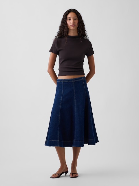 JUPE TULIPE MI-LONGUE EN DENIM