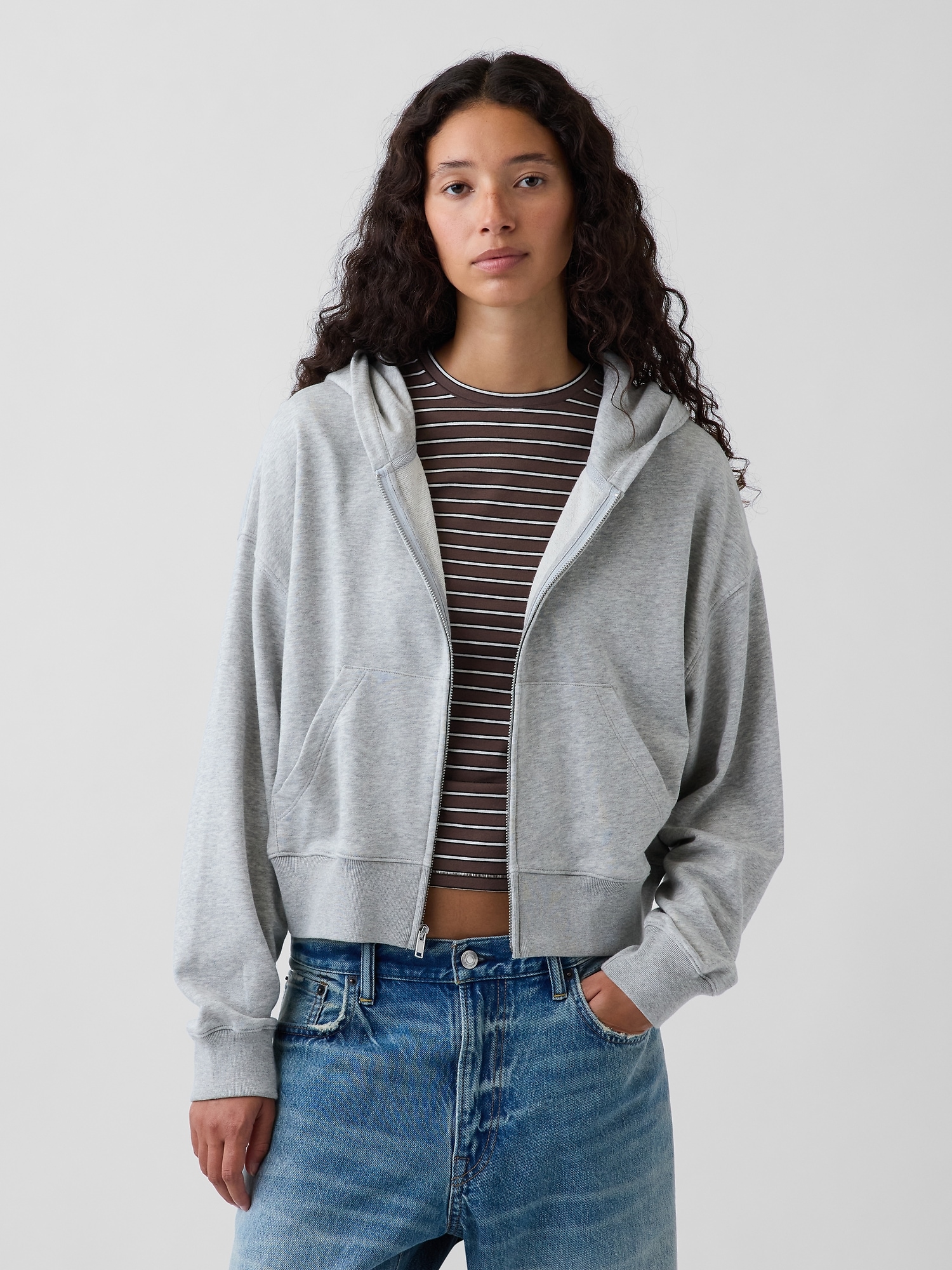 VintageSoft Terry Oversized Wedge Zip Hoodie