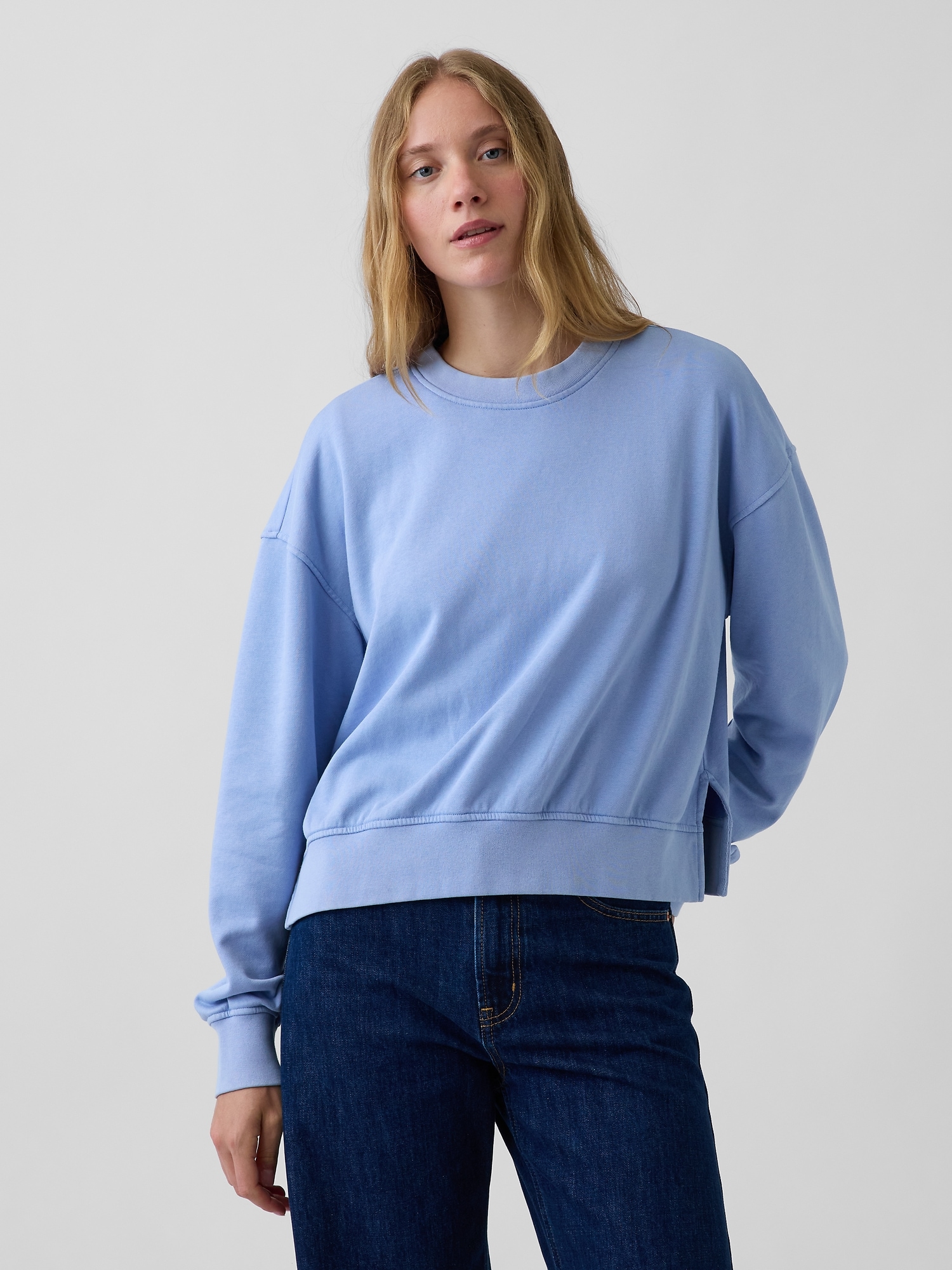VintageSoft Terry Oversized Wedge Side-Slit Sweatshirt