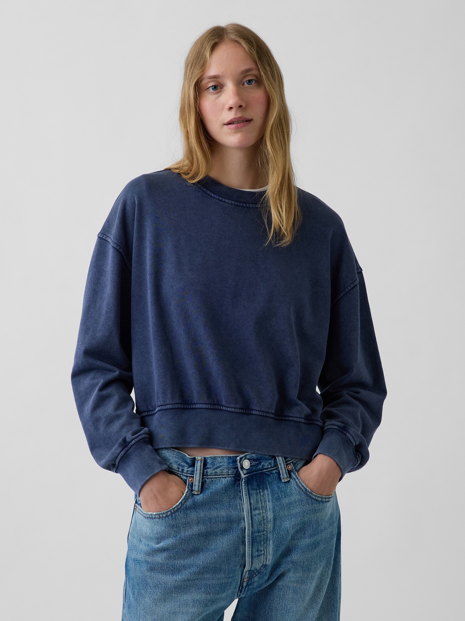 VintageSoft Terry Oversized Wedge Side-Slit Sweatshirt