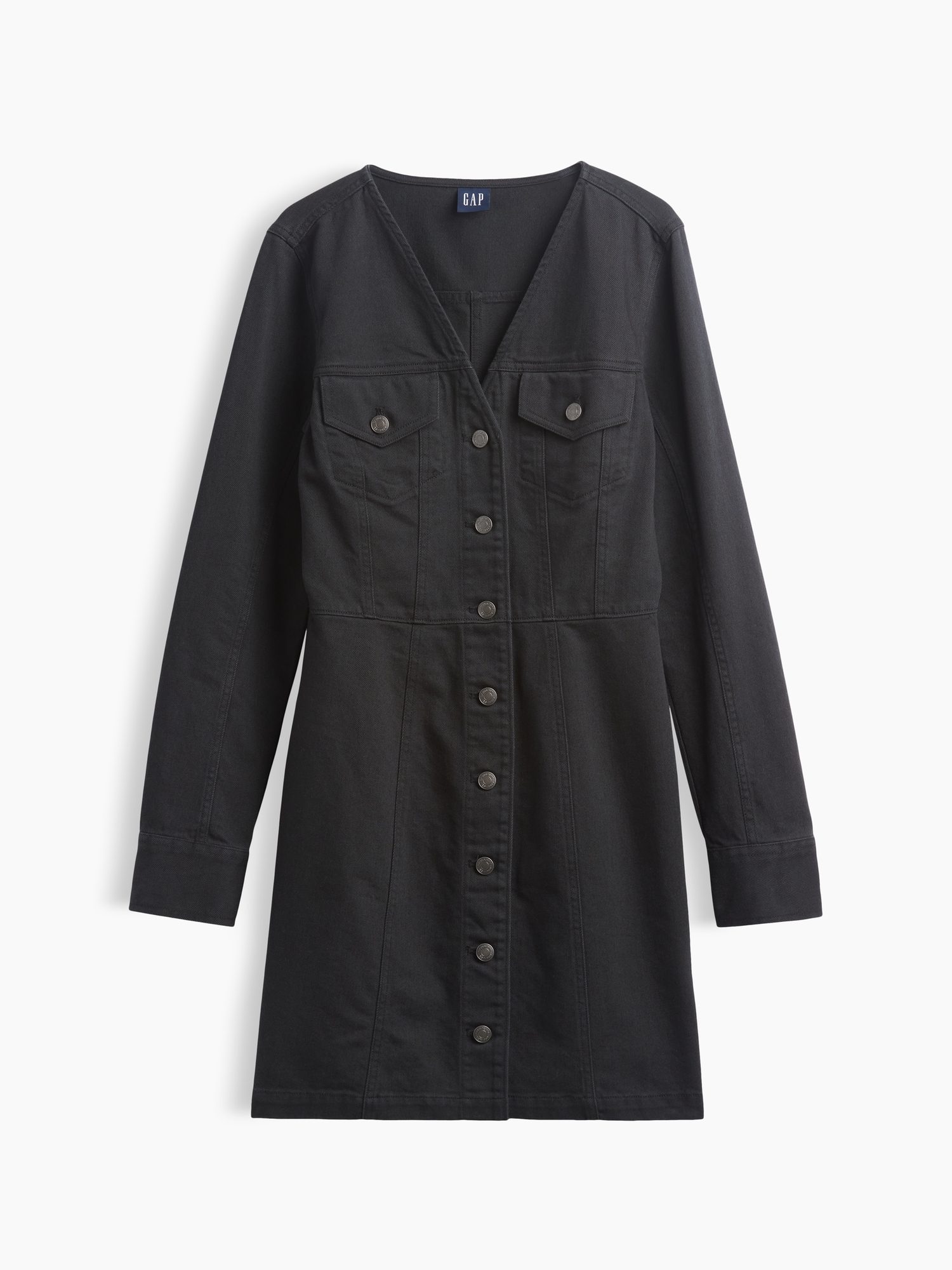 V-Neck Button-Front Mini Dress