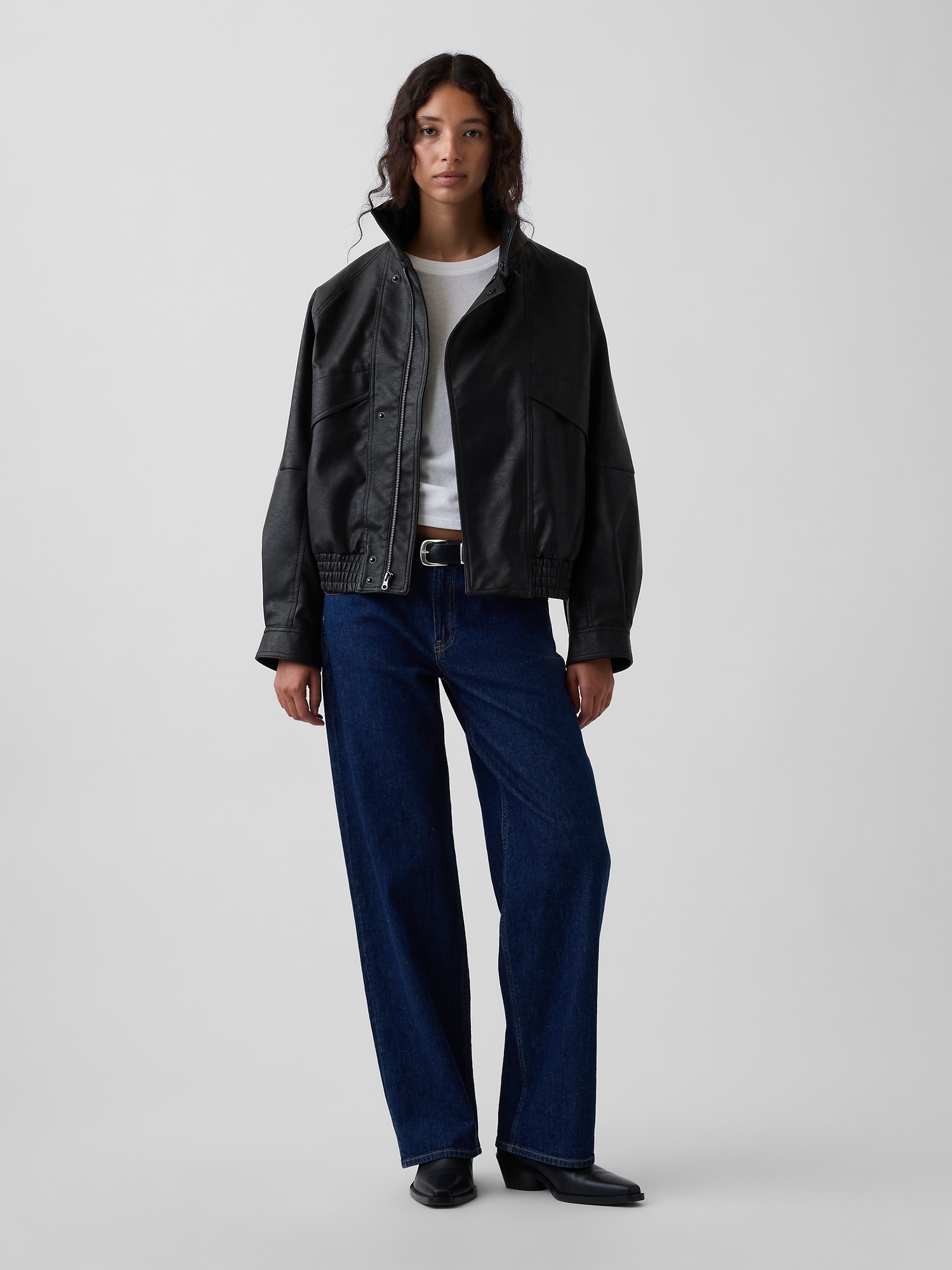 Vegan Leather Oversized Bomber Jacket