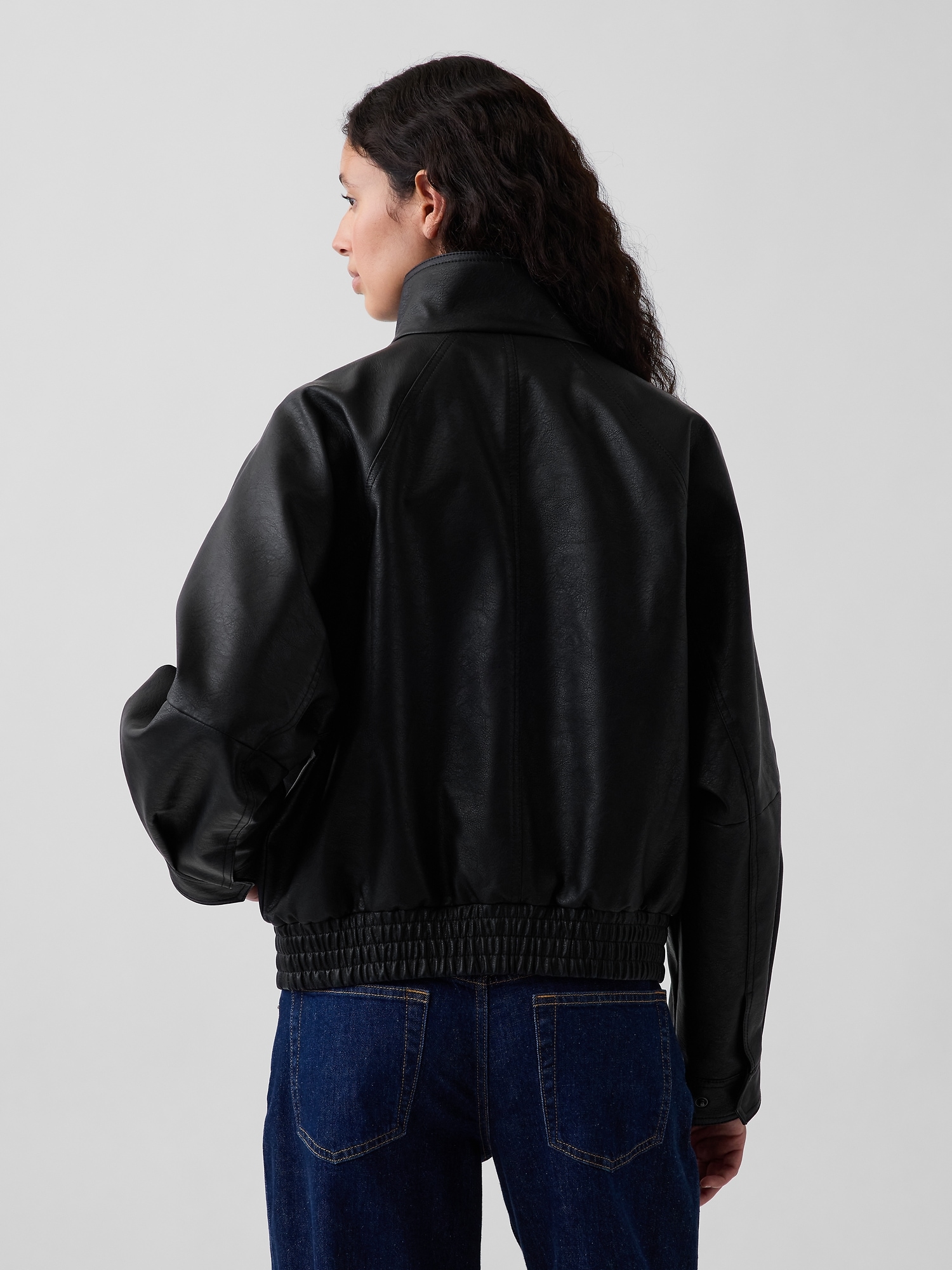 Vegan Leather Oversized Bomber Jacket