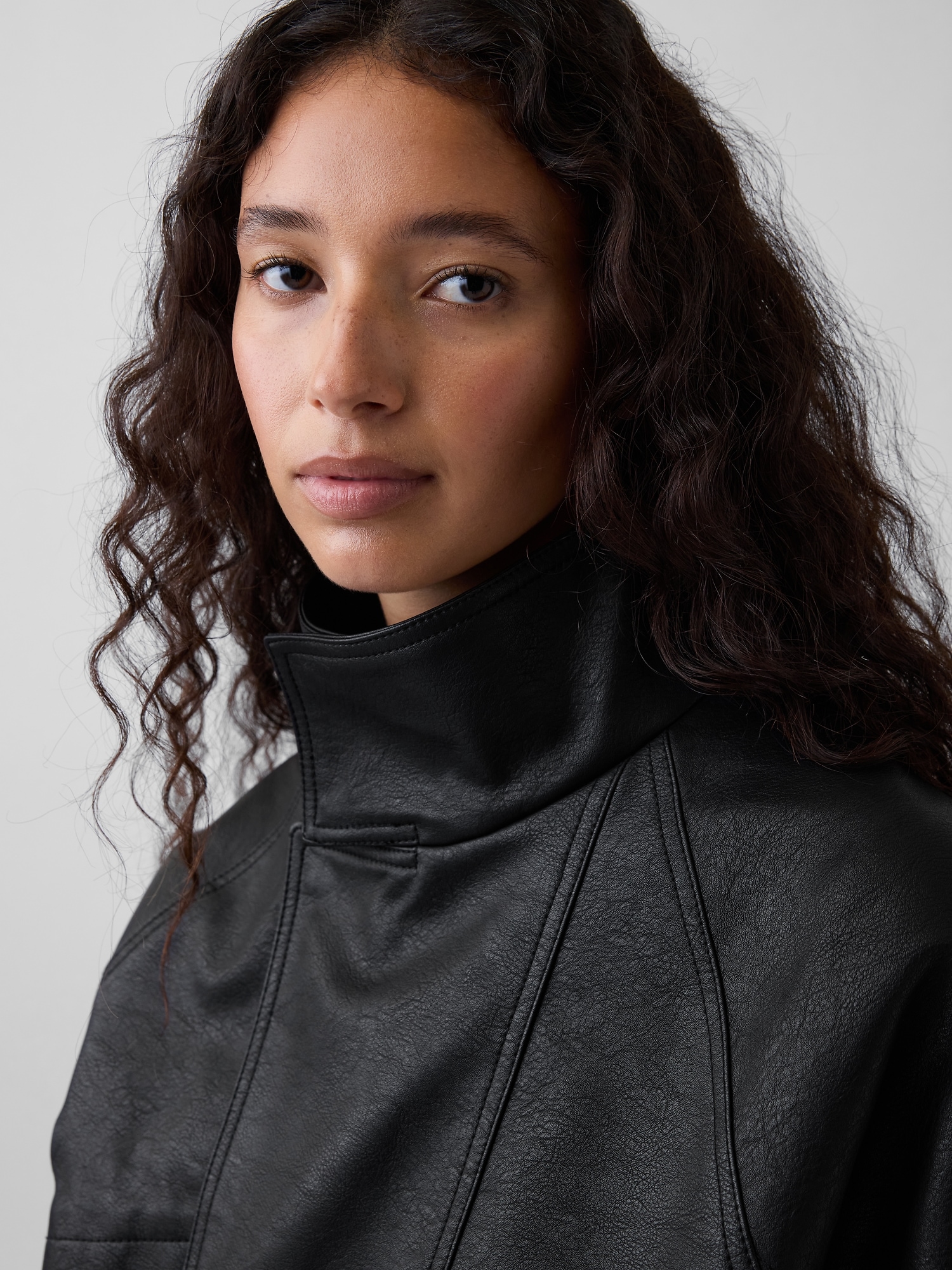 Vegan Leather Oversized Bomber Jacket