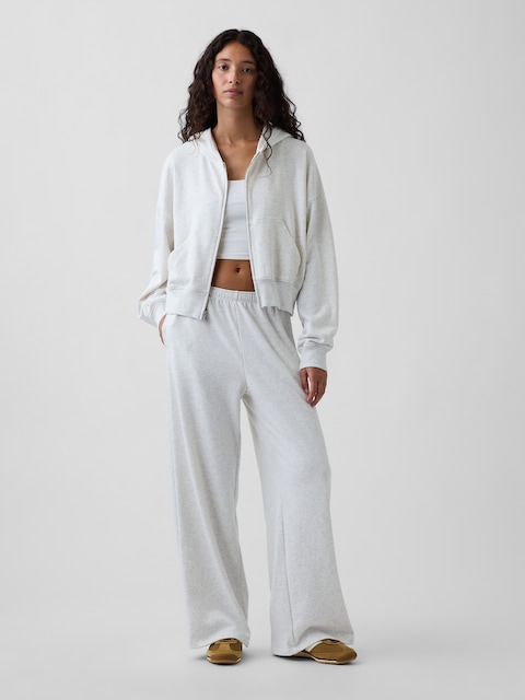 PANTALON AMPLE EN JERSEY BOUCLETTE VINTAGEDOUX À TAILLE MI-BASSE