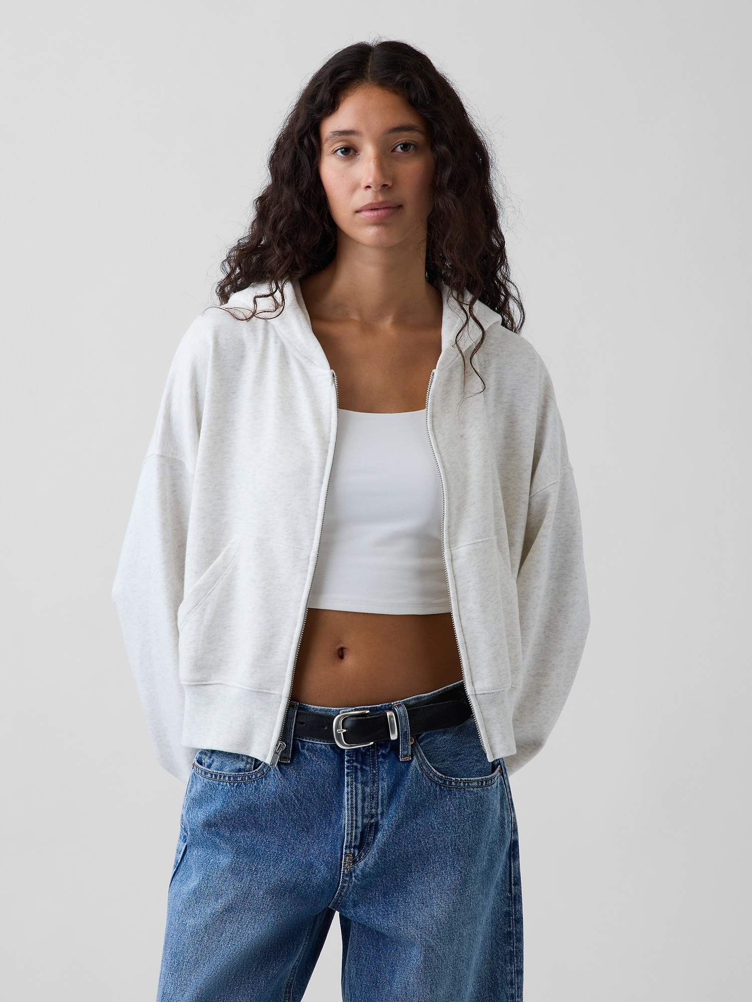 VintageSoft Terry Oversized Wedge Zip Hoodie