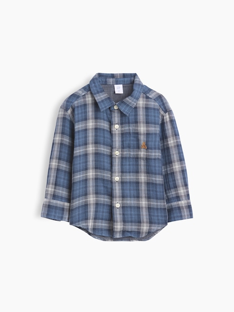 CHEMISE À CARREAUX À DOUBLE TISSAGE POUR BÉBÉ ET TOUT-PETIT