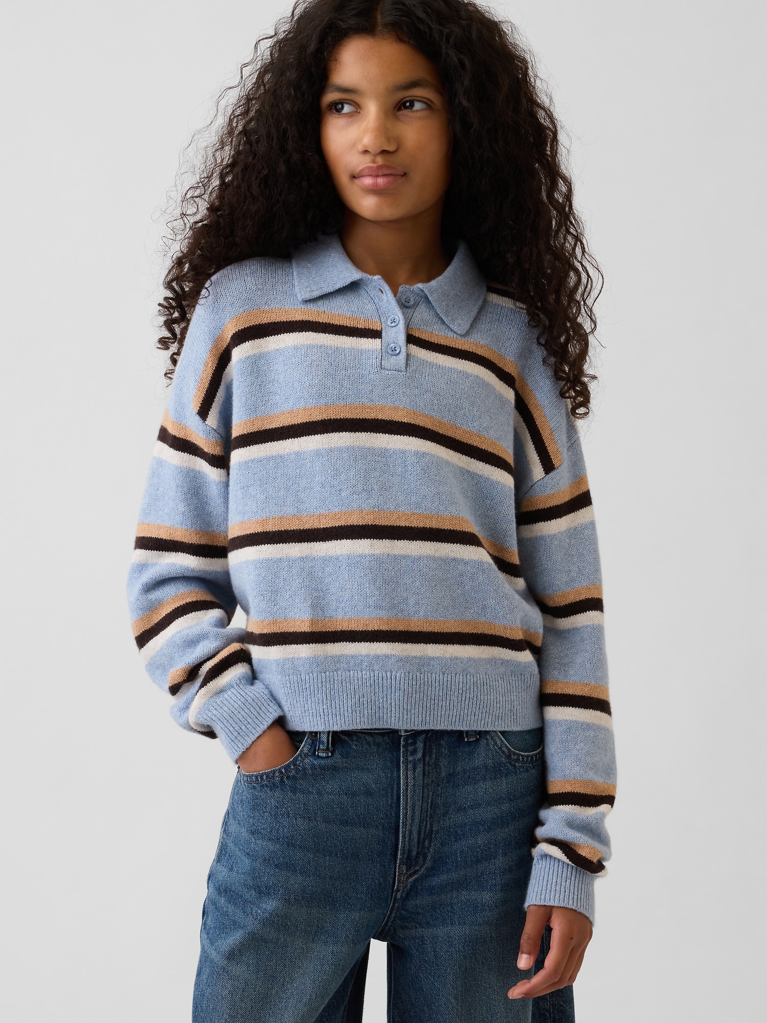 Kids CashSoft Relaxed Polo Shirt Sweater