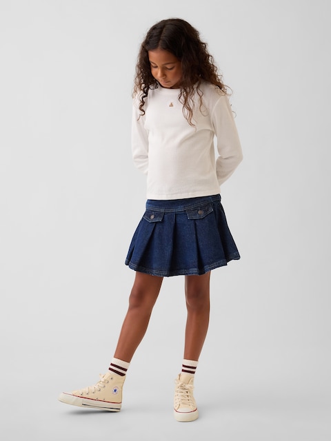 JUPE COURTE À PLIS EN DENIM POUR ENFANT