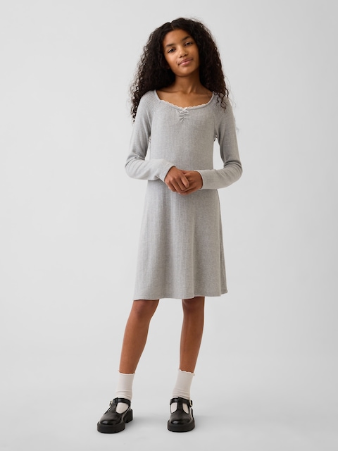ROBE CÔTELÉE EN TRICOT POINTELLE POUR ENFANT