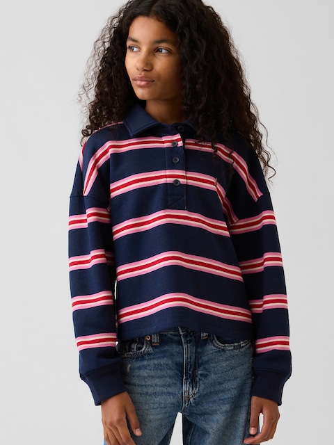 POLO COUPE DROITE SURDIMENSIONNÉE EN COTON OUATÉ POUR ENFANT