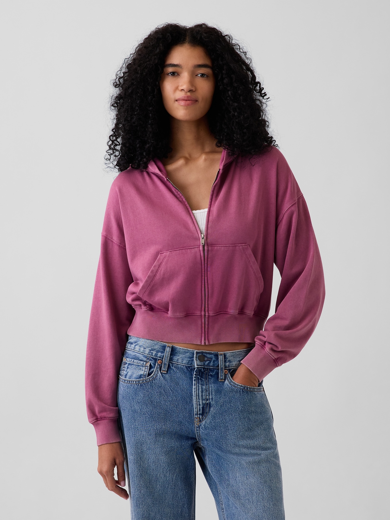 VintageSoft Terry Oversized Wedge Zip Hoodie