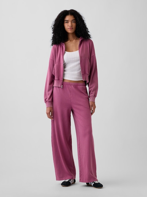PANTALON AMPLE EN JERSEY BOUCLETTE VINTAGEDOUX À TAILLE MI-BASSE