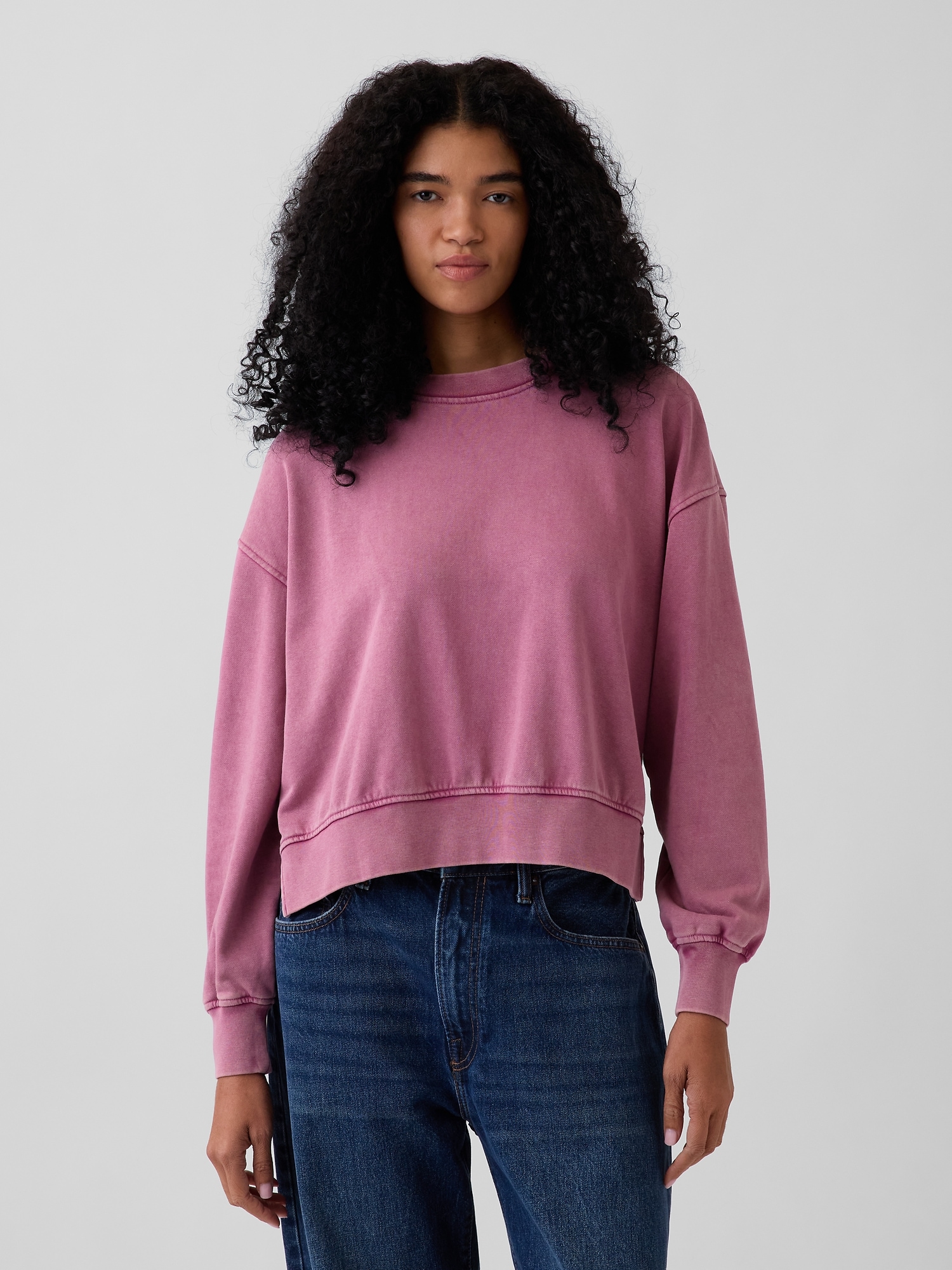 VintageSoft Terry Oversized Wedge Side-Slit Sweatshirt