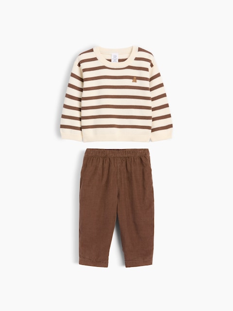 ENSEMBLE AVEC CHANDAIL ET PANTALON EN VELOURS CÔTELÉ POUR BÉBÉ