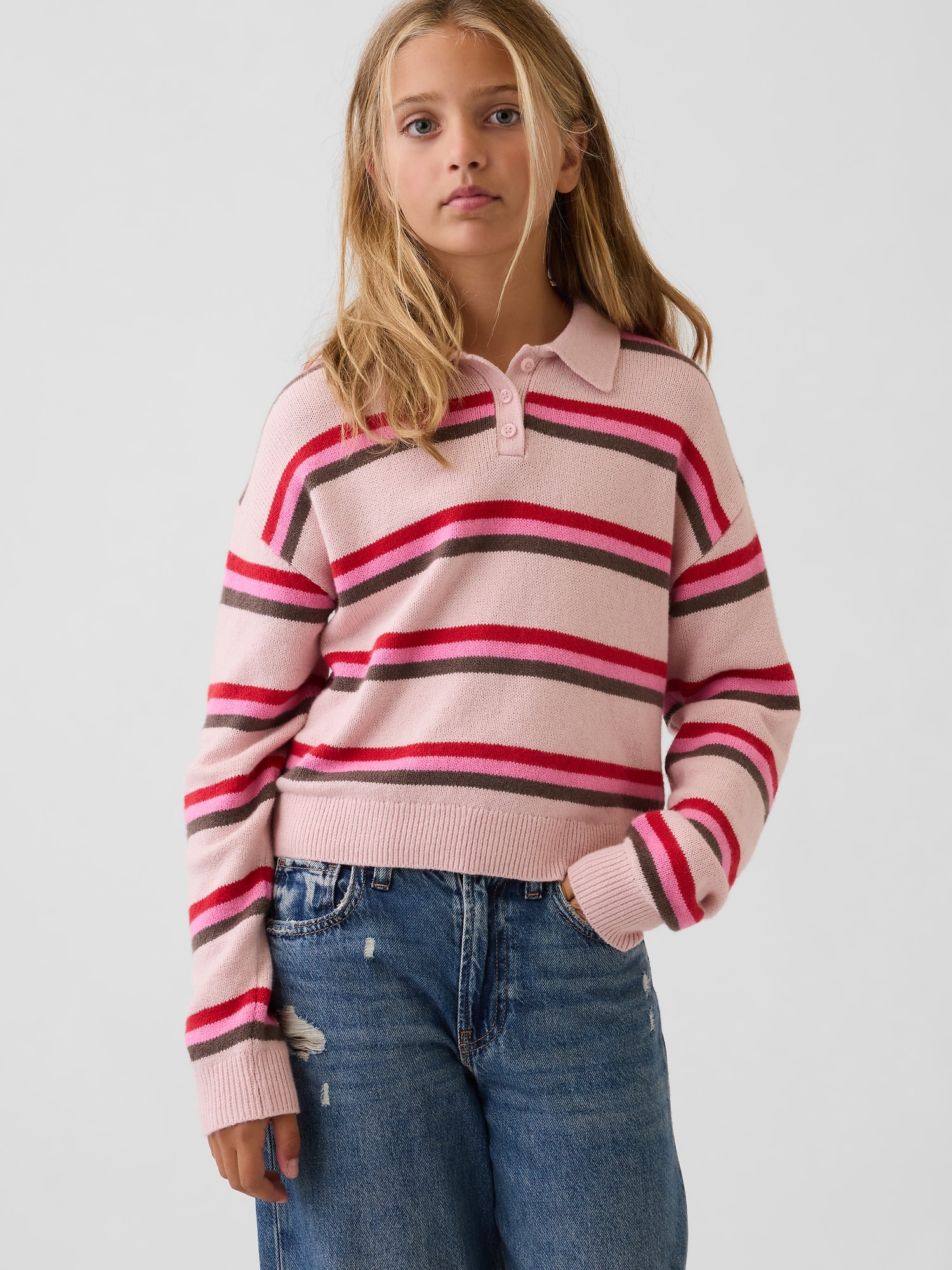 Kids CashSoft Relaxed Polo Shirt Sweater