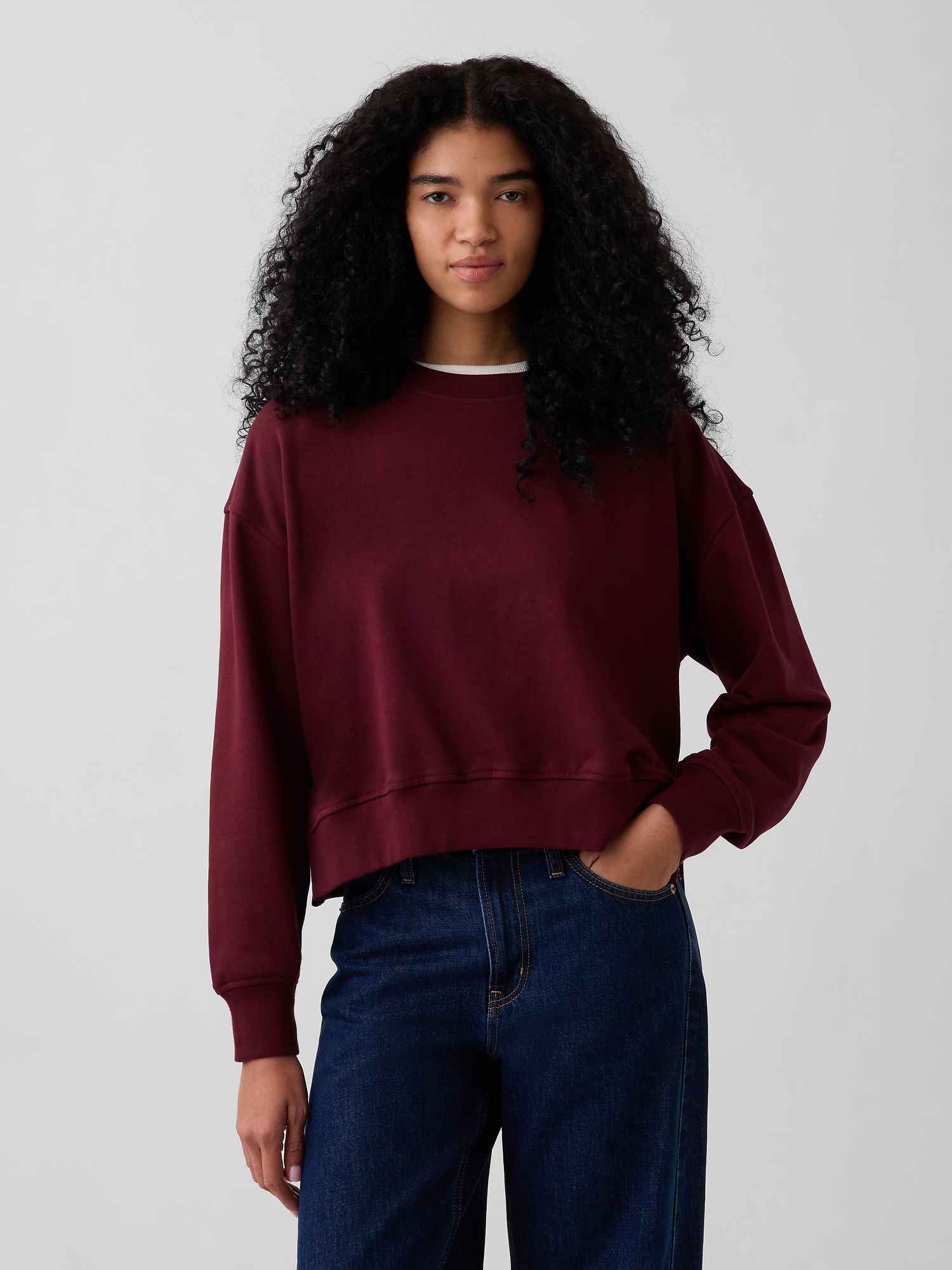 VintageSoft Terry Oversized Wedge Side-Slit Sweatshirt