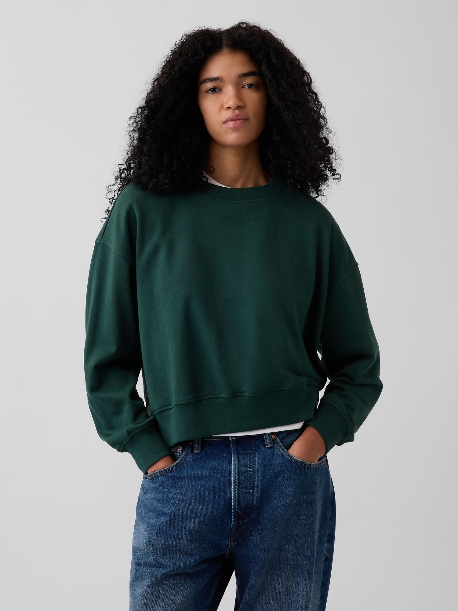 VintageSoft Terry Oversized Wedge Side-Slit Sweatshirt