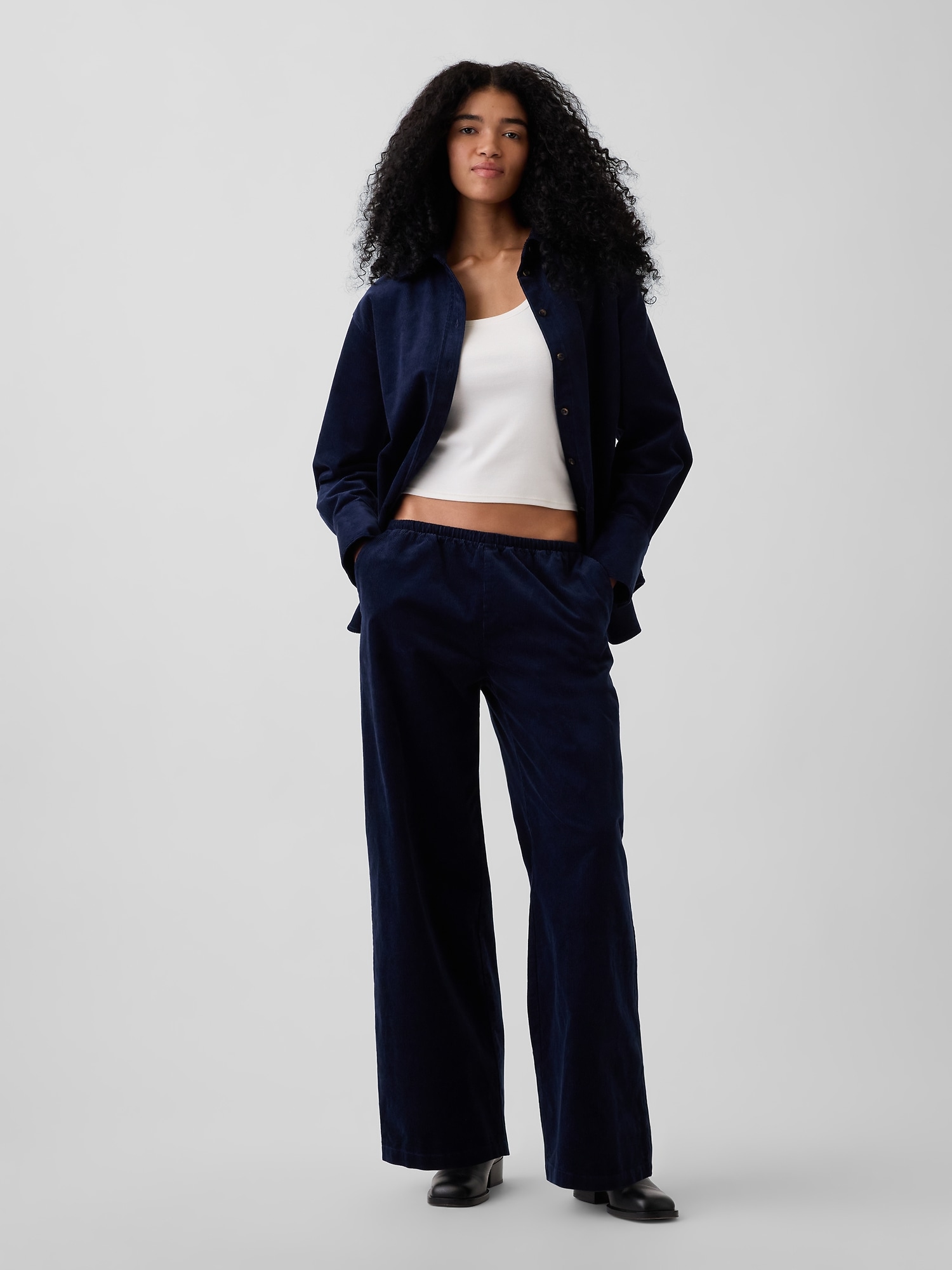 Corduroy Easy Wide-Leg Pants