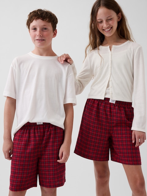 SHORT BOXEUR DE PYJAMA EN FLANELLE RECYCLÉE POUR ENFANT