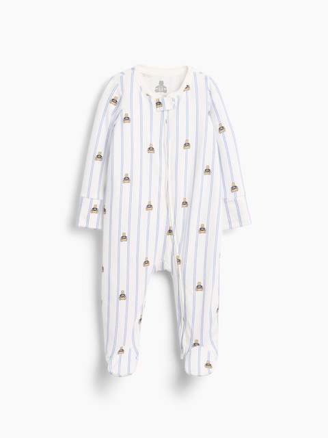 UNE-PIÈCE À PIEDS À MOTIF EN COTON BIOLOGIQUE POUR BÉBÉ