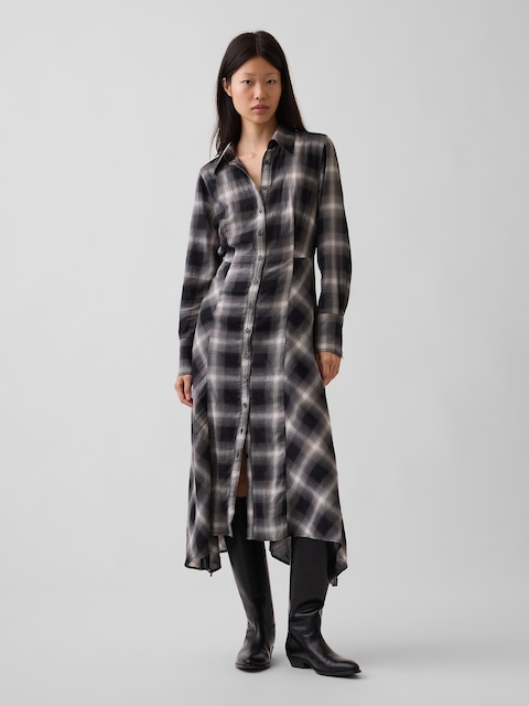 ROBE CHEMISIER LONGUE À CARREAUX