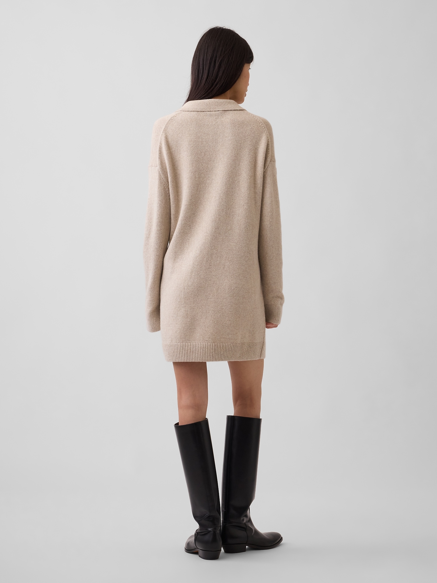 CashSoft Oversized Polo Shirt Mini Sweater Dress