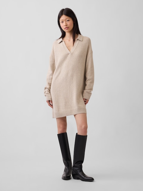 ROBE POLO COURTE SURDIMENSIONNÉE EN TRICOT EFFET CACHEMIRE