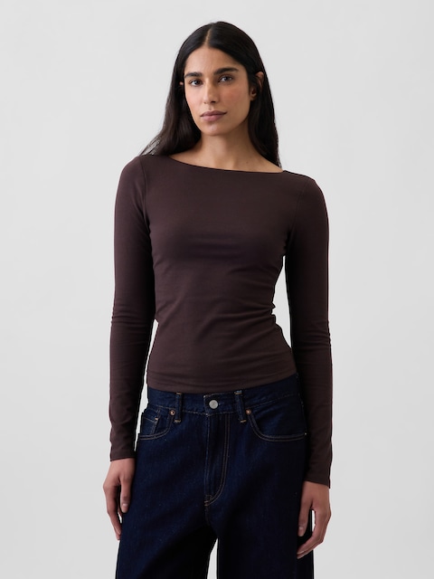 T-SHIRT MOULANT À DOS ÉCHANCRÉ EN JERSEY