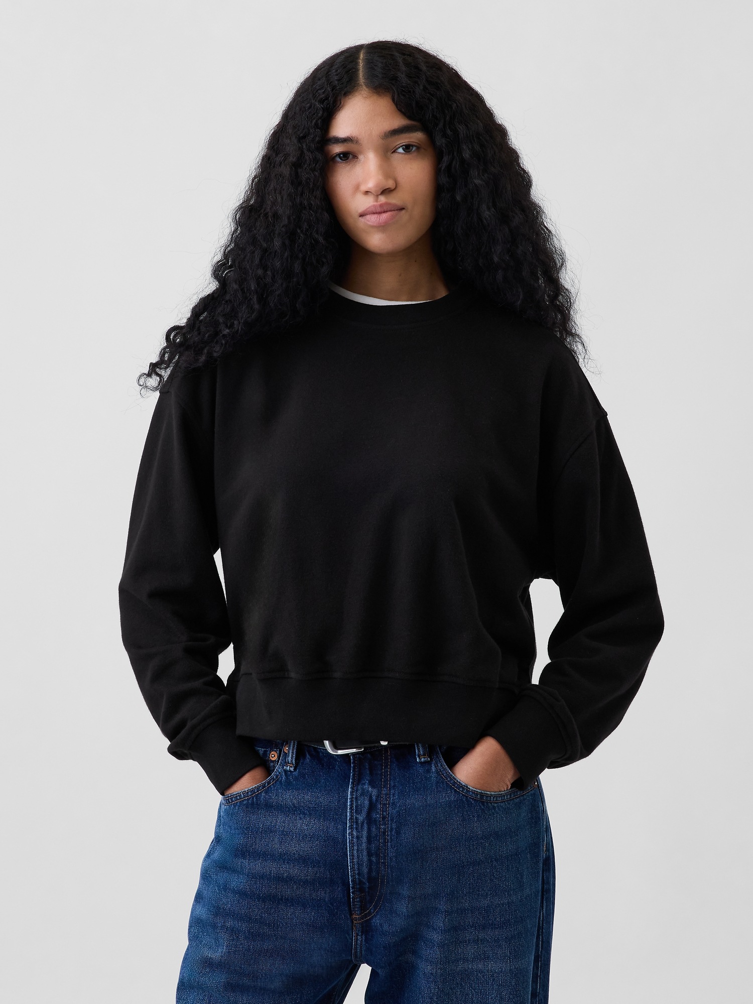 VintageSoft Terry Oversized Wedge Side-Slit Sweatshirt