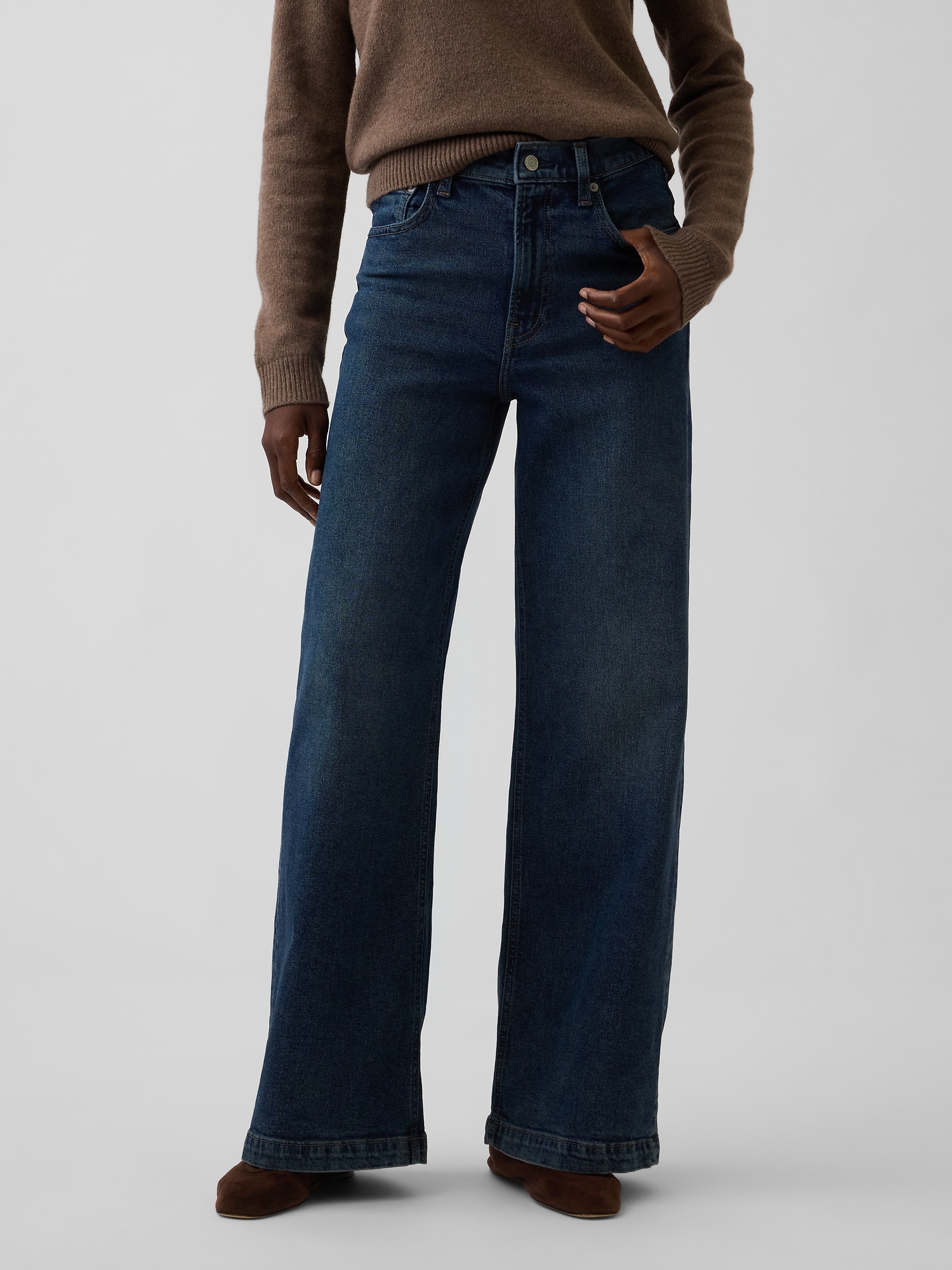 High Rise Stride Wide-Leg Jeans