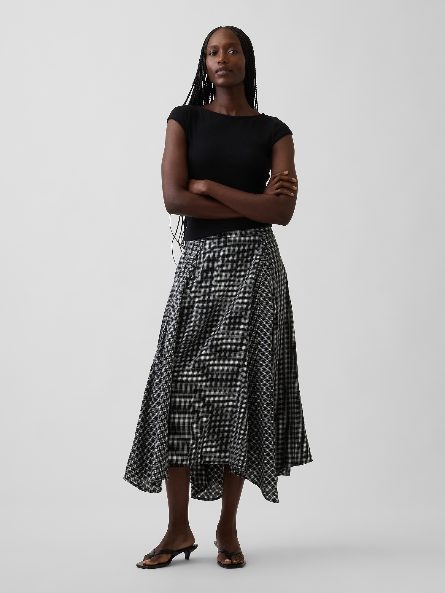 Plaid Maxi Handkerchief Skirt