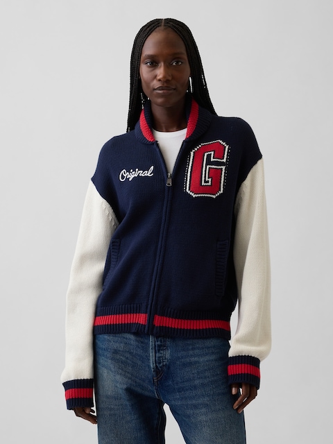 VESTE CHANDAIL SURDIMENSIONNÉE DE STYLE UNIVERSITAIRE 100 % COTON