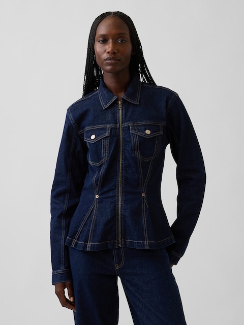 VESTE EN DENIM À BASQUE