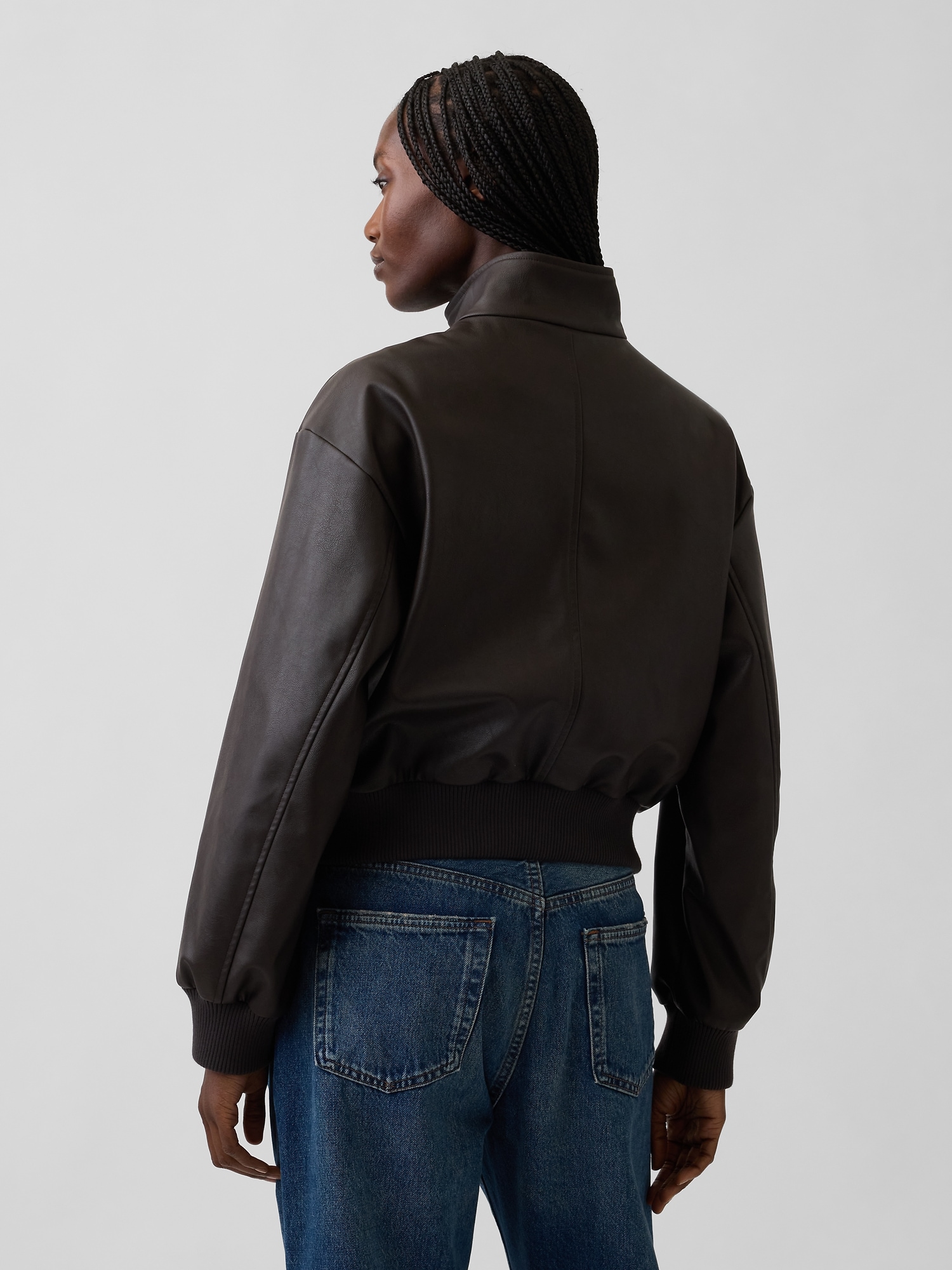 Vegan Leather Bomber Jacket