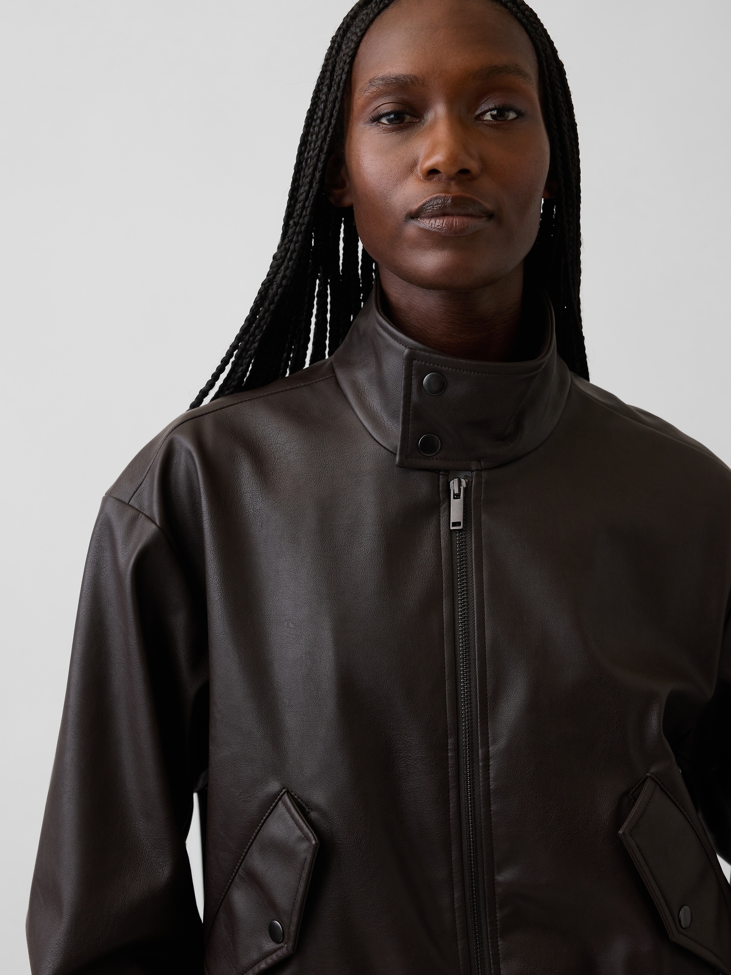 Vegan Leather Bomber Jacket