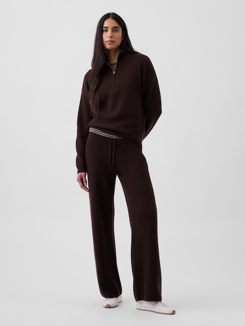 PANTALON AMPLE À MAILLES PERLÉES EFFET CACHEMIRE