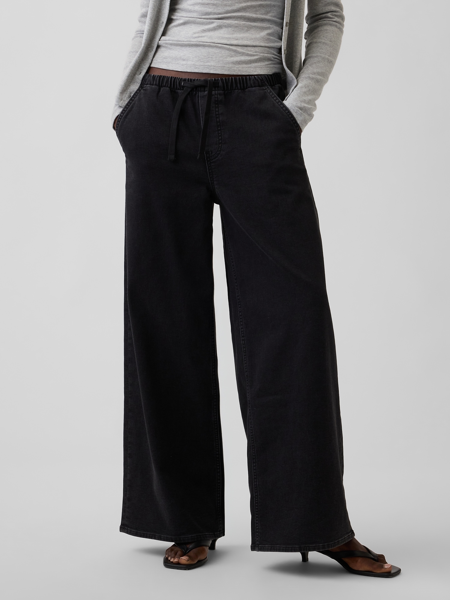 Mid Rise Knit Easy Baggy Jeans