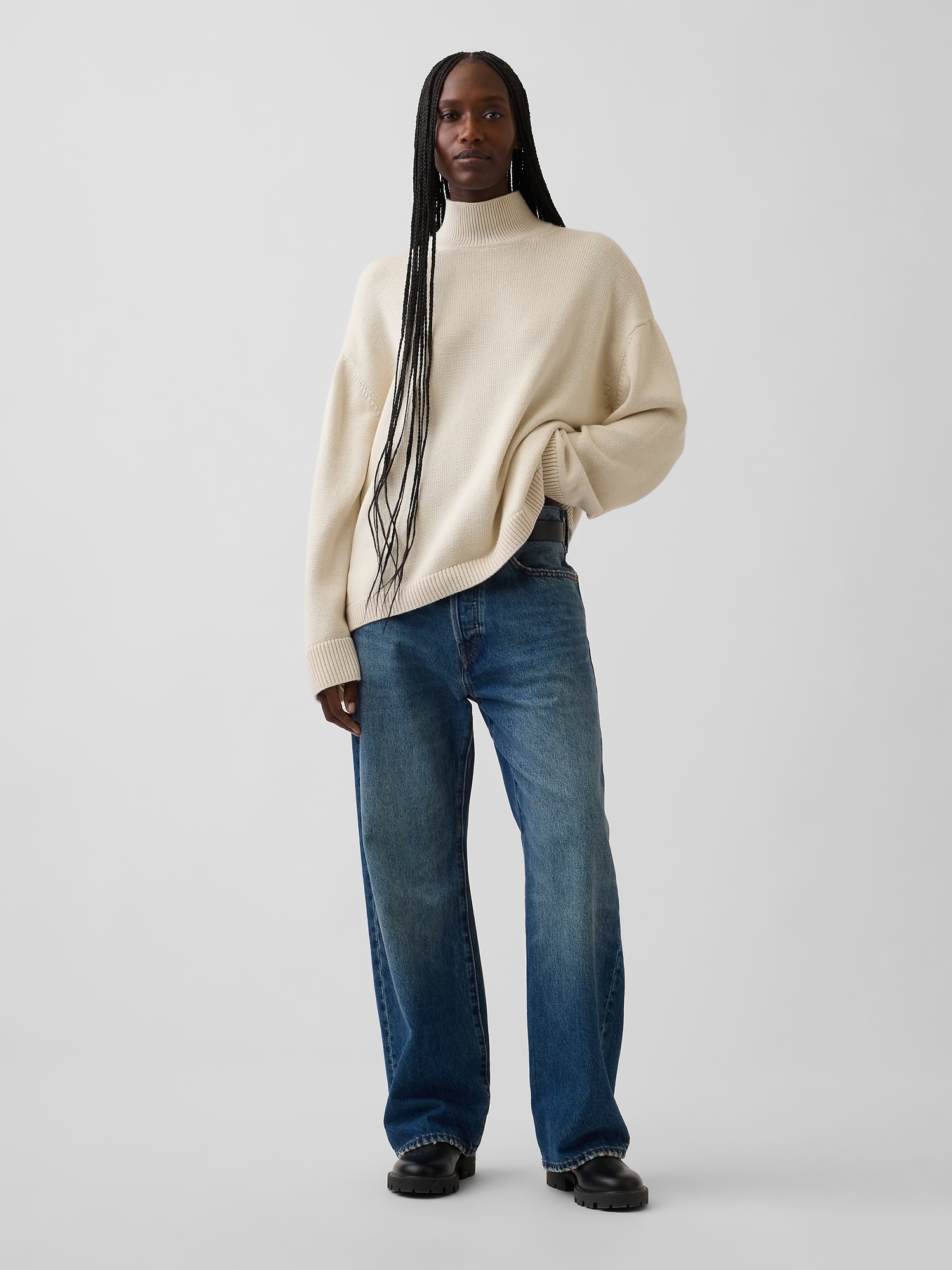 100% Cotton Oversized Mockneck Sweater