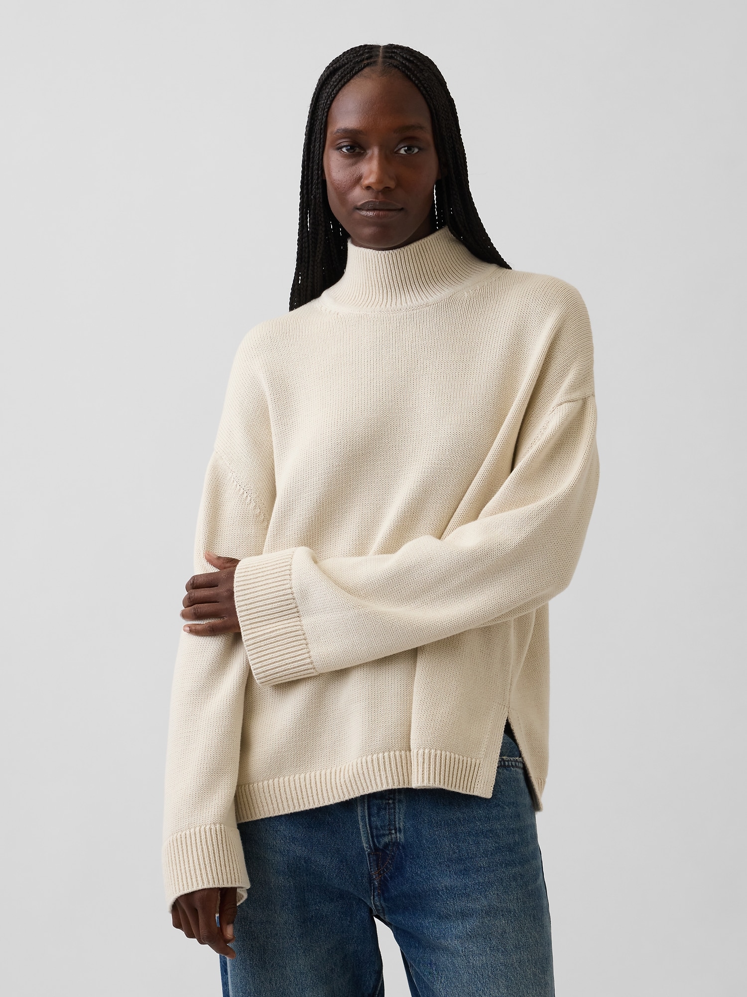 100% Cotton Oversized Mockneck Sweater