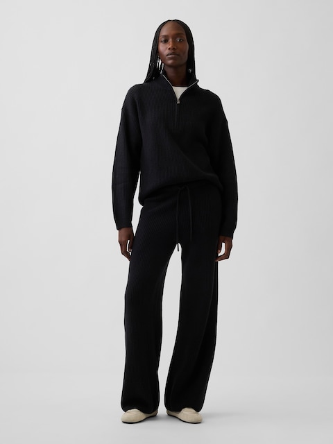 PANTALON AMPLE À MAILLES PERLÉES EFFET CACHEMIRE