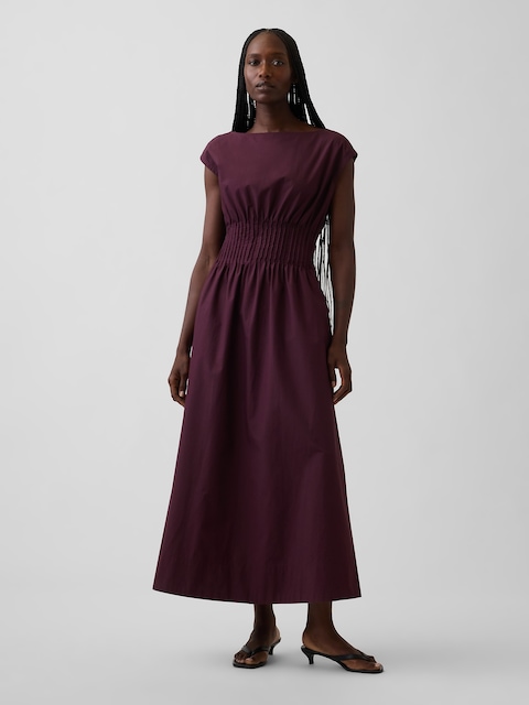 ROBE LONGUE NERVURÉE EN POPELINE
