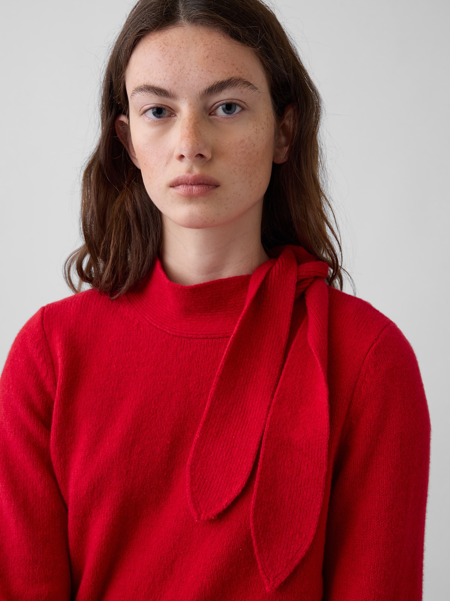 CashSoft Tie-Neck Sweater