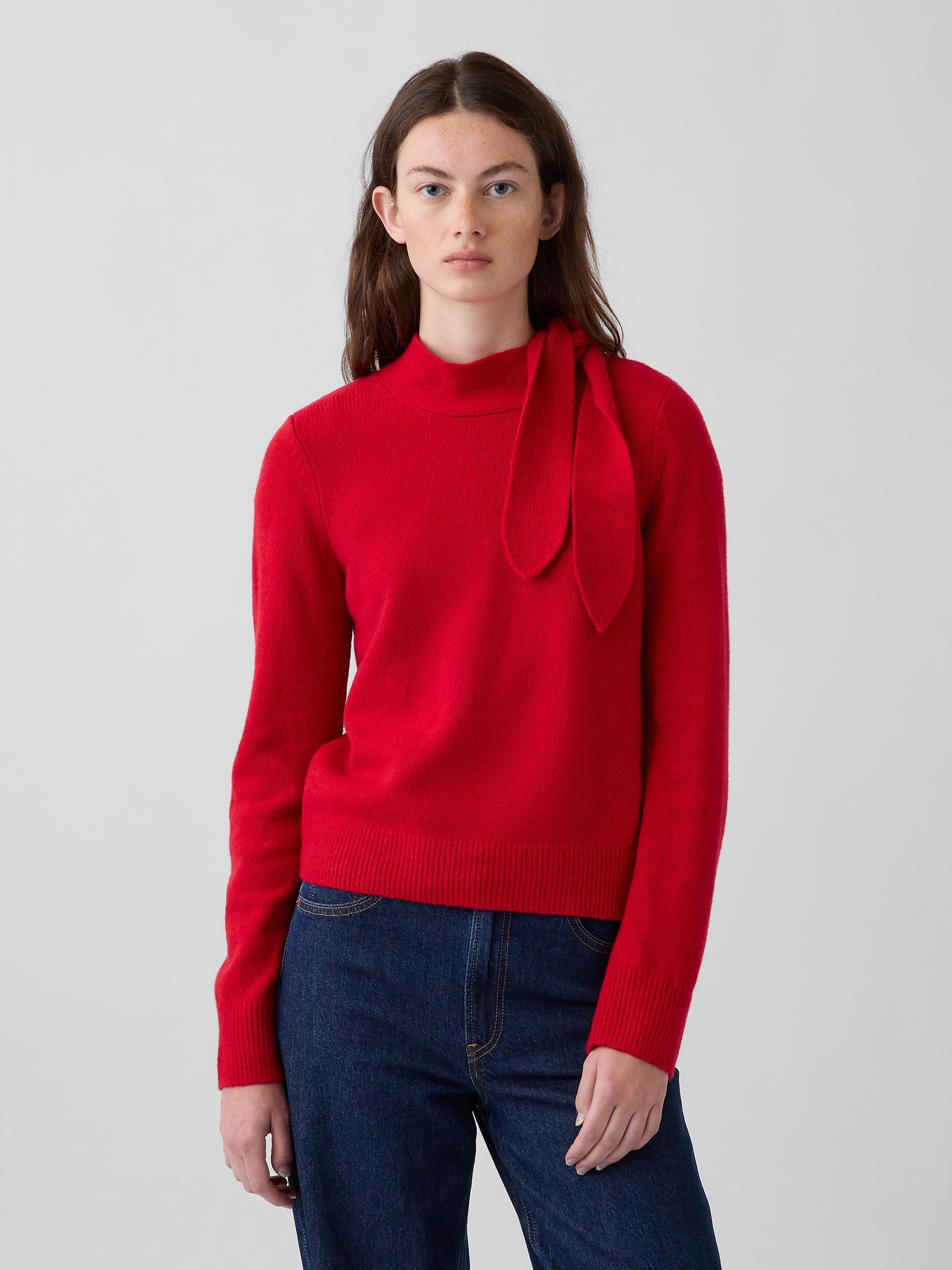 CashSoft Tie-Neck Sweater