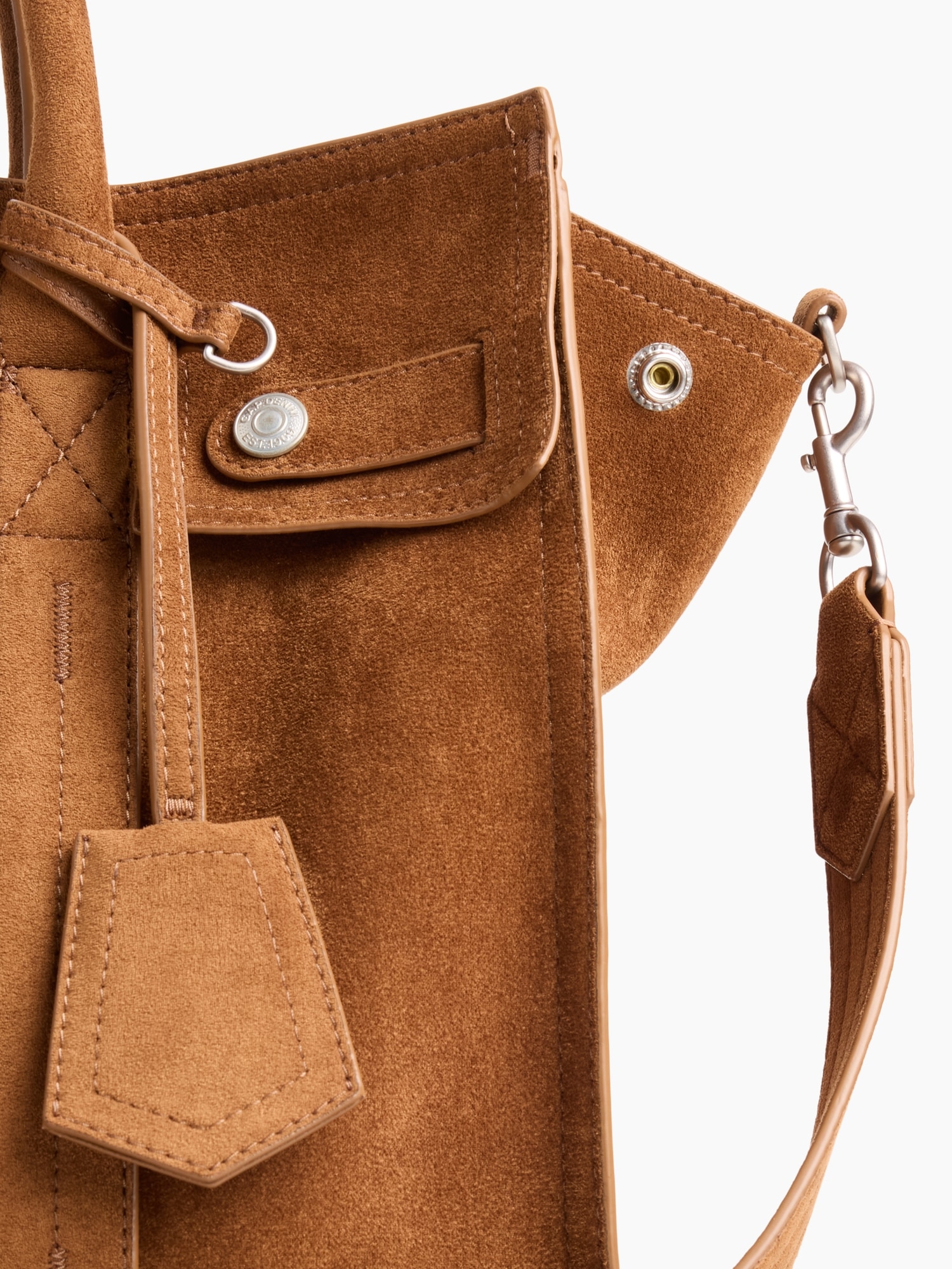 Vegan Suede Five Pocket Tote