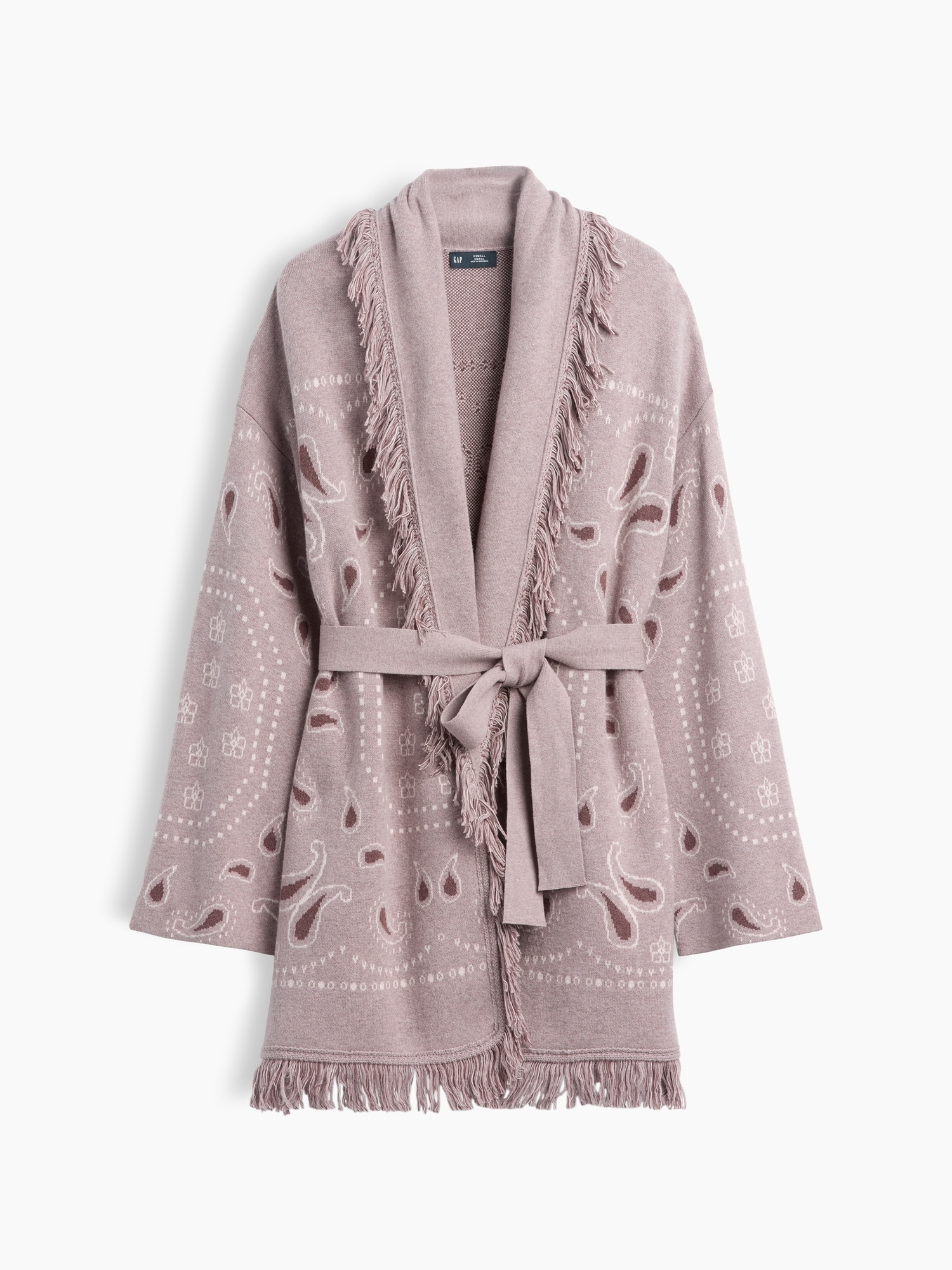 Cotton-Blend Fringe Shawl Cardigan